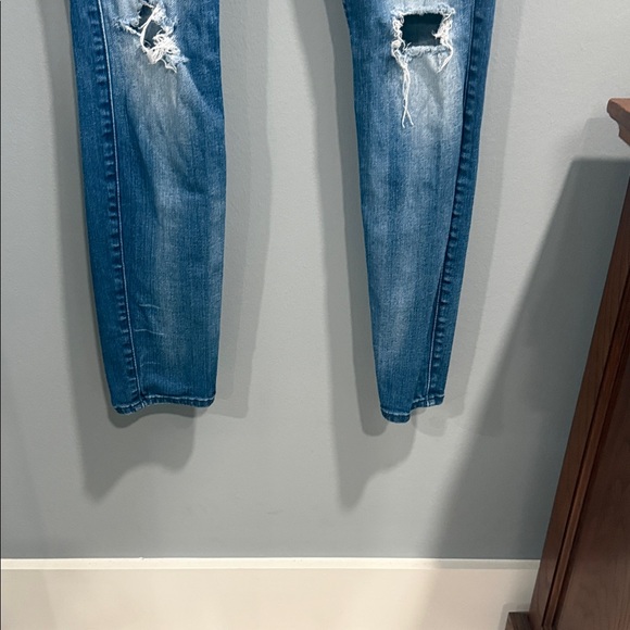 7 For All Mankind Ripped Skinny Jeans - Blue - Picture 4 of 7